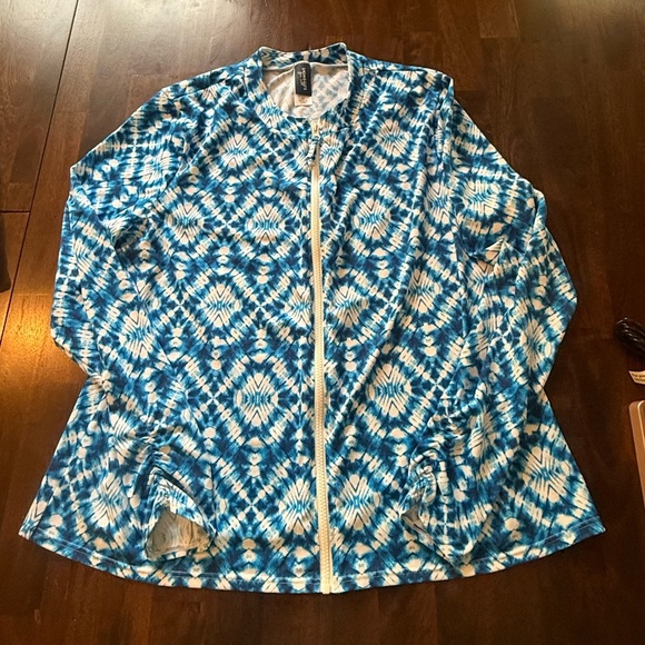 Swimsuits for All swim shirt rashguard women’s plus size 22 Blue White tie dye - Picture 2 of 7